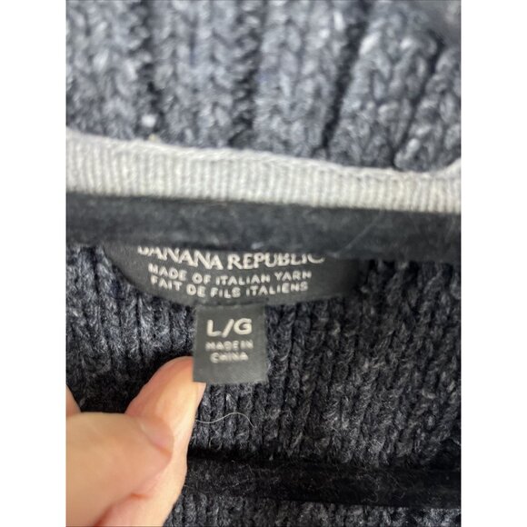 Banana Republic Grey Heavy Cotton V-Neck Cardigan Men's Size L - Picture 6 of 11